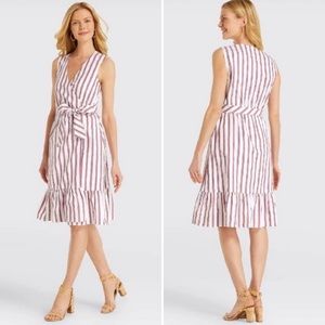 Draper James 10 Stripe VNeck Ruffle Hem Wrap Dress